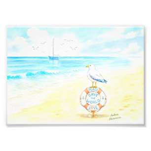 Jon Seagull - Peace & Love Save the World Photo Print