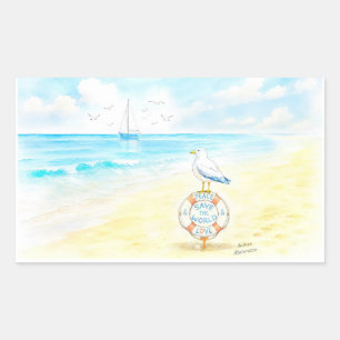 Jon Seagull - Peace & Love Save the World Rectangular Sticker
