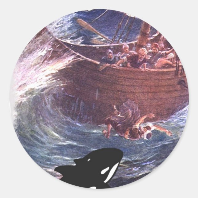 Jonah 1:17 - Jonah and the Whale Classic Round Sticker (Front)