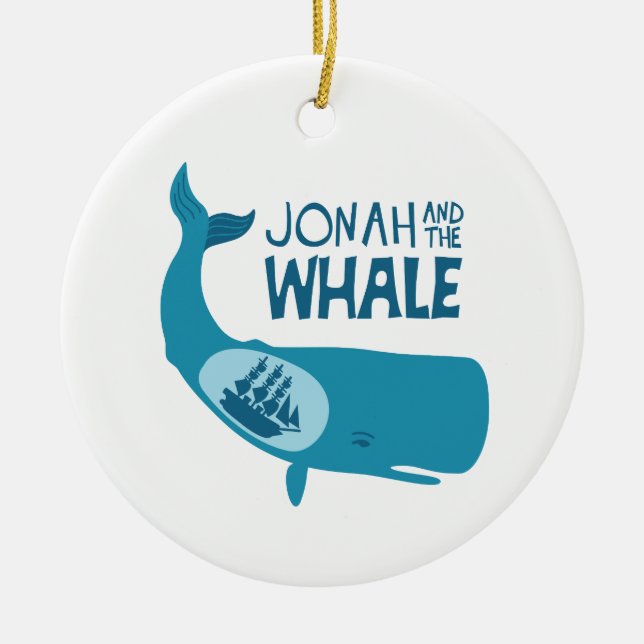 Jonah And The Whale Ceramic Tree Decoration (Front)