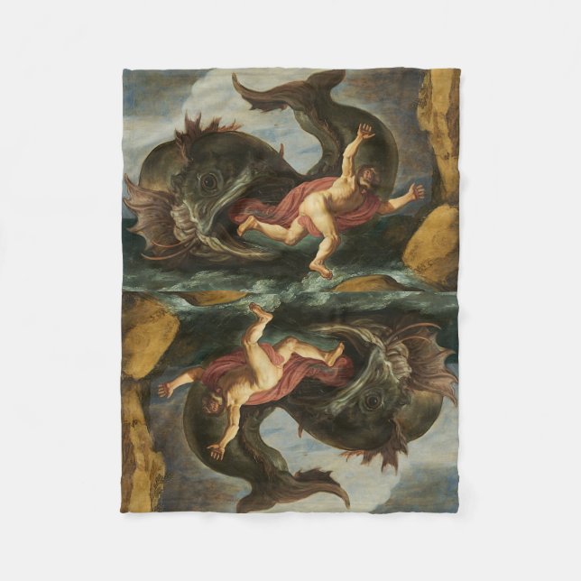 "Jonah and the Whale" fleece blanket (Front)