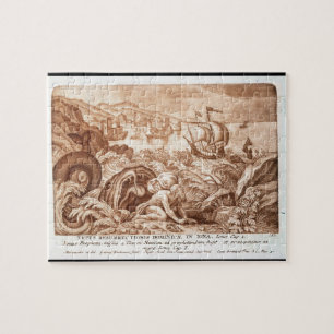 Jonah and the Whale, illustration from a Bible, en Jigsaw Puzzle