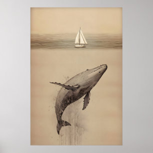 Jonah And The Whale Minimalist Watercolor Bible Poster