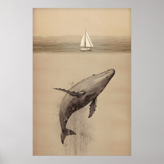 Jonah And The Whale Minimalist Watercolor Bible Poster