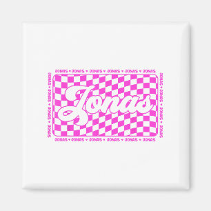Jonas Chequered First Name I Love Jonas Hearts 80s Magnet