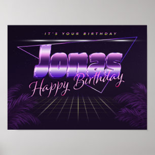 Jonas Name Vorname lila retro Poster Geburtstag