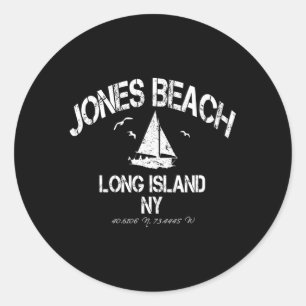 Jones Beach Long Island New York Nautical Distress Classic Round Sticker