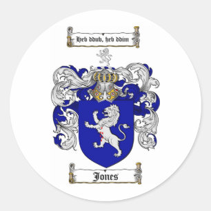 JONES FAMILY CREST -  JONES COAT OF ARMS CLASSIC ROUND STICKER