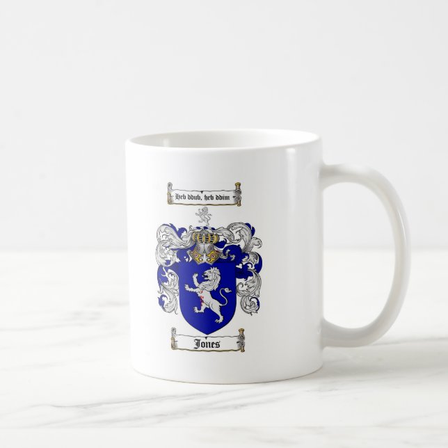 JONES FAMILY CREST -  JONES COAT OF ARMS COFFEE MUG (Right)