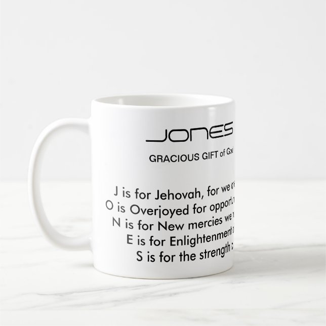 Jones Family Name Poem Mug (Left)