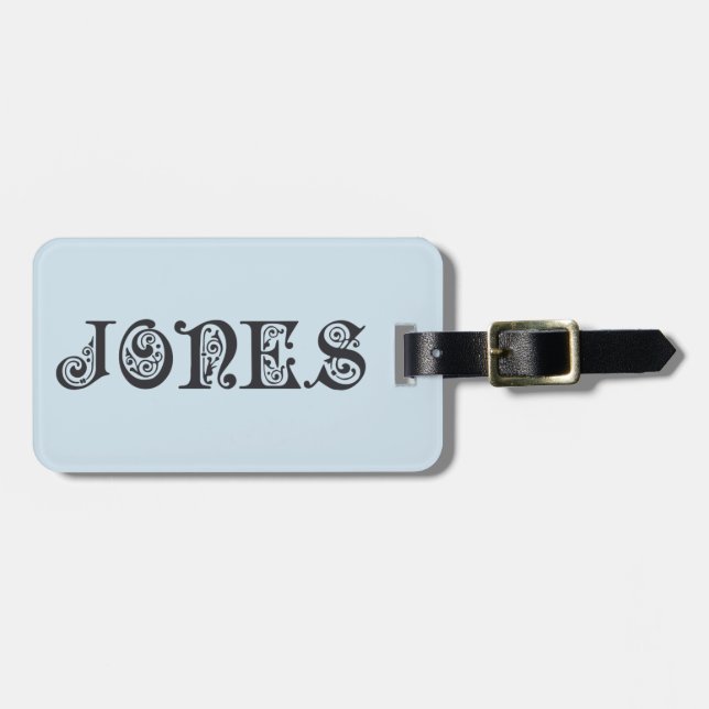 Jones Fancy Typography Luggage Tag (Front Horizontal)