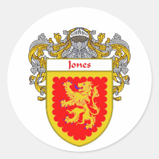 Jones Irish Coat of Arms (Mantled) Classic Round Sticker