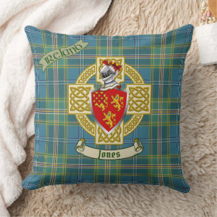 Jones Shield w/Ireland Blue Tartan Personalised Cushion
