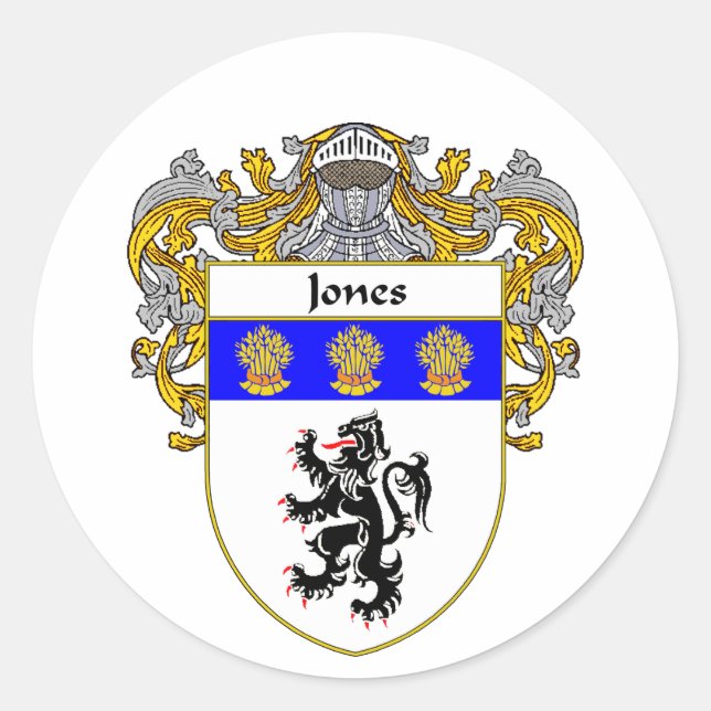 Jones Welsh Coat of Arms (Mantled) Classic Round Sticker (Front)