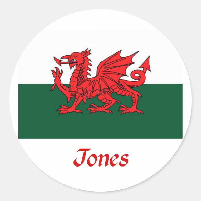 Jones Welsh Flag Classic Round Sticker (Front)