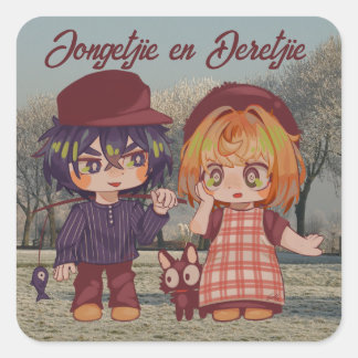 Jongetjie and Deretjie Chibi Square Sticker