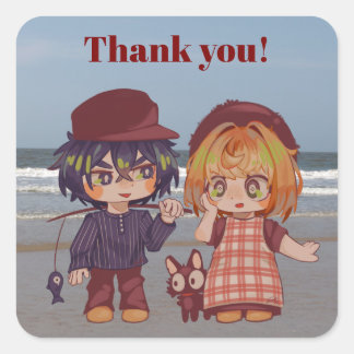 Jongetjie and Deretjie Chibi Square Sticker