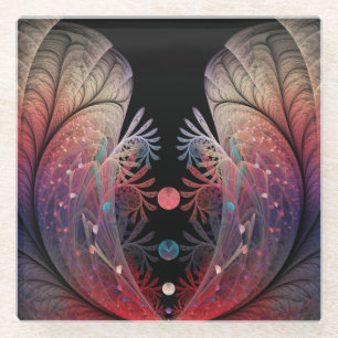 Jonglage Abstract Modern Fantasy Fractal Art Glass Coaster