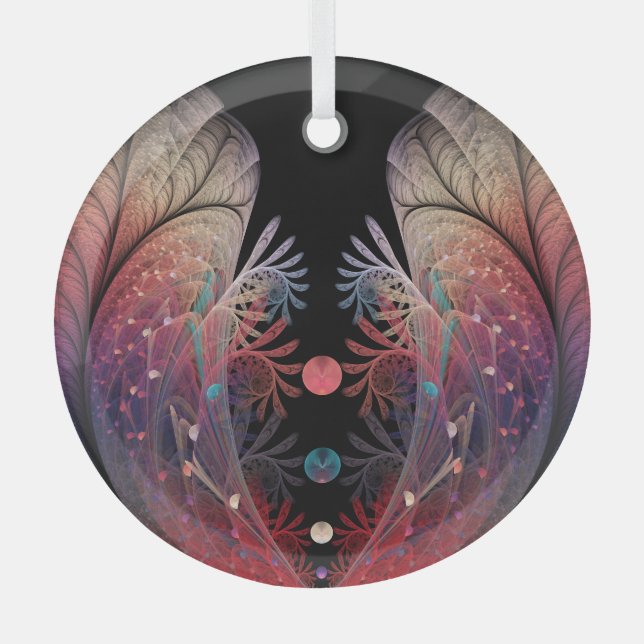 Jonglage Abstract Modern Fantasy Fractal Art Glass Tree Decoration (Front)