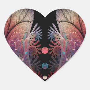 Jonglage Abstract Modern Fantasy Fractal Art Heart Sticker