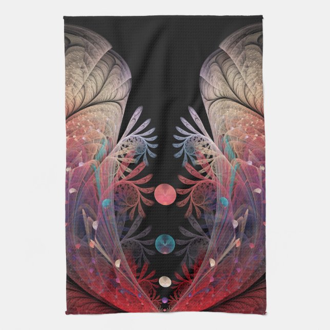 Jonglage Abstract Modern Fantasy Fractal Art Tea Towel (Vertical)