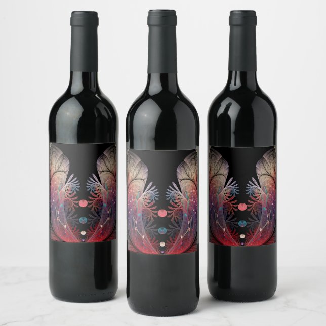 Jonglage Abstract Modern Fantasy Fractal Art Wine Label (Bottles)