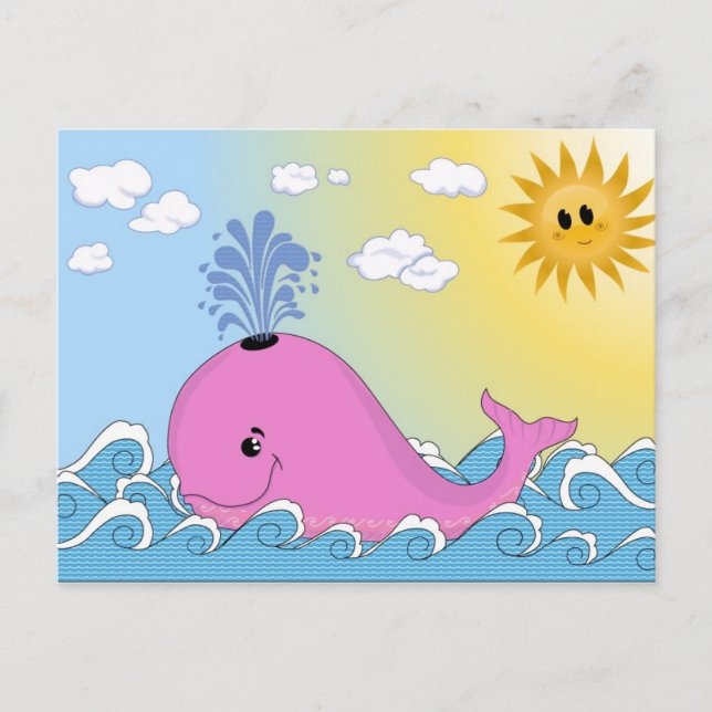 Jonny, the pink whale postcard (Front)