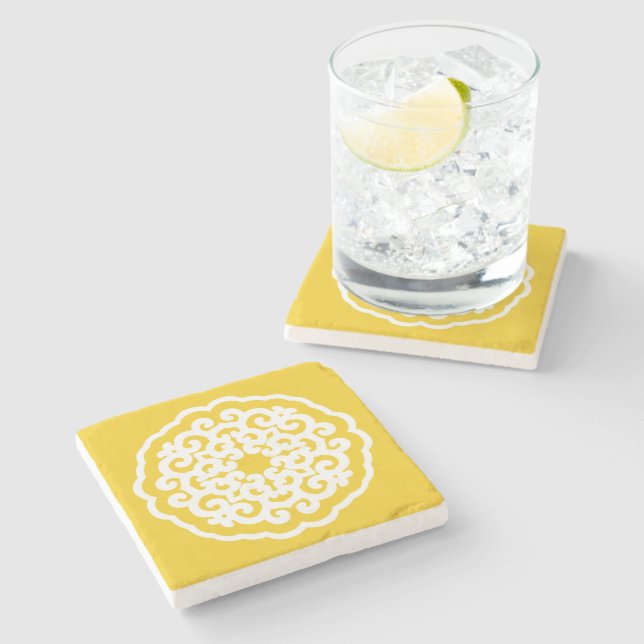 Jonquil Asian Moods Mandalla Stone Coaster (Side)
