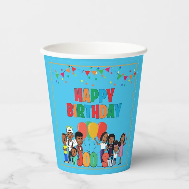 JOOLS TV®️ Blue 8 oz Paper Cups (Front)