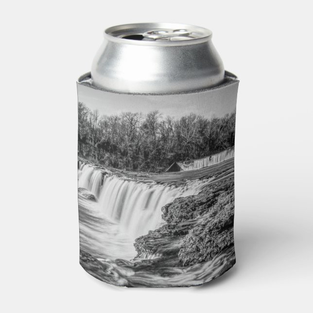 Joplin Grand Falls Overview Grayscale Can Cooler (Can Front)