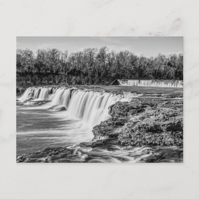 Joplin Grand Falls Overview Grayscale Postcard (Front)