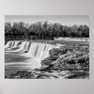 Joplin Grand Falls Overview Grayscale Poster