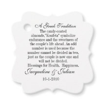 Jordan Almond Favour Tags, Greek Tradition Gift Ta