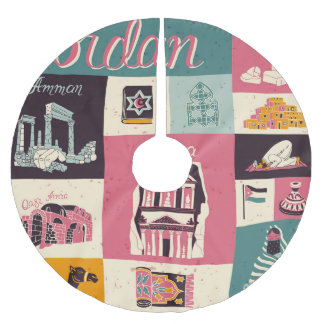 Jordan Culture Retro Illustrated Symbols Brushed Polyester Tree Skirt