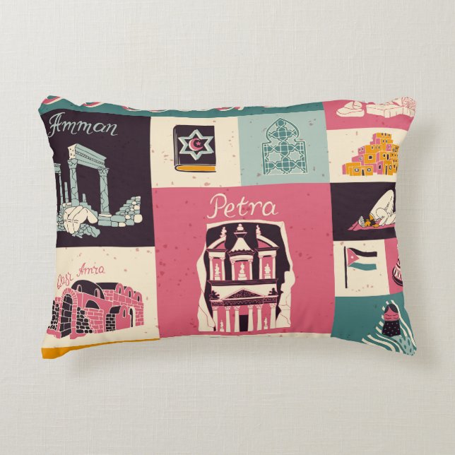 Jordan Culture Retro Illustrated Symbols Decorative Cushion (Front)
