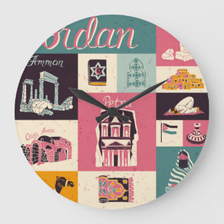 Jordan Culture Retro Illustrated Symbols Large Clock