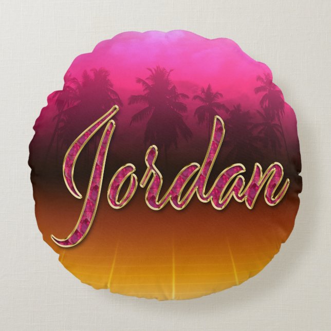 Jordan First Name Golden pink cushion (Front)