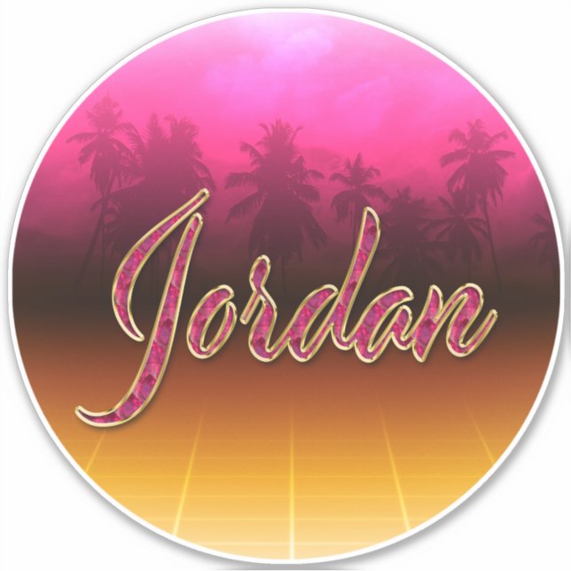 Jordan First Name Golden pink Sticker (Front)