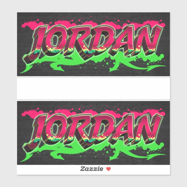 Jordan First Name Graffiti Sticker (Sheet)