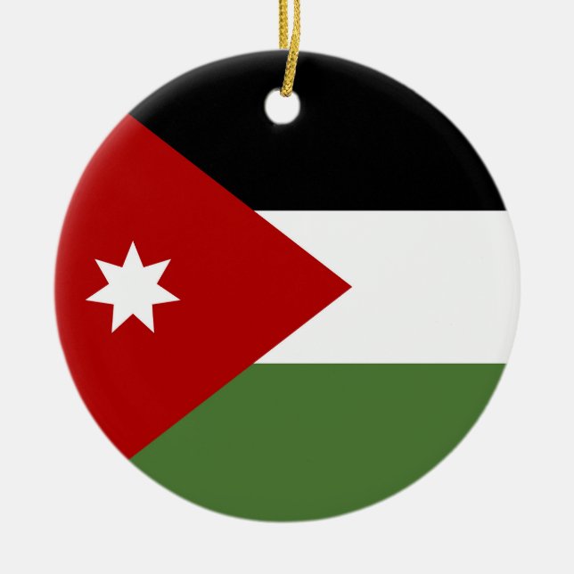 Jordan flag ceramic tree decoration (Front)