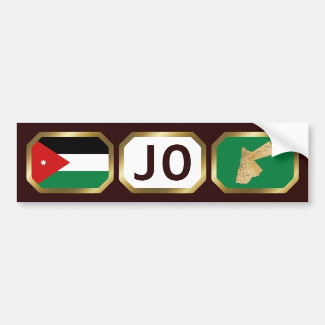 Jordan Flag Map Code Bumper Sticker (Front)