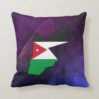 jordan Flag Map on abstract space background Cushion