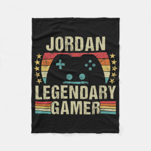 Jordan Gamer Retro Gaming Vintage Game Personalise Fleece Blanket