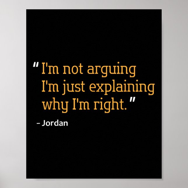 Jordan Gift Quote Funny Birthday Personalised Name Poster (Front)