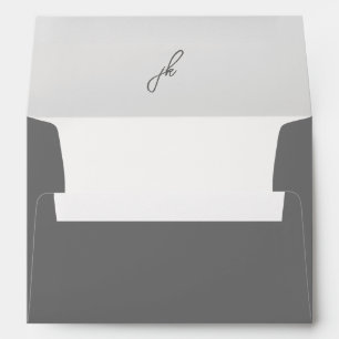 Jordan Grey Script Monogram Elegant Wedding Envelope