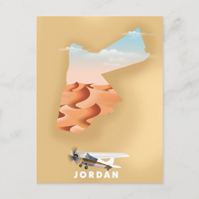 Jordan illustrated map travel poster postcard (Front)
