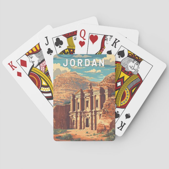 Jordan Illustration Travel Art Vintage Playing Cards (Back)