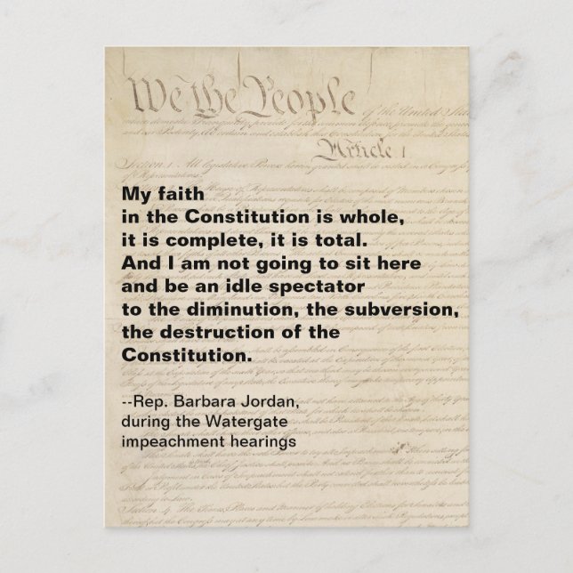 Jordan Impeachment Quote Constitution Watergate Postcard (Front)