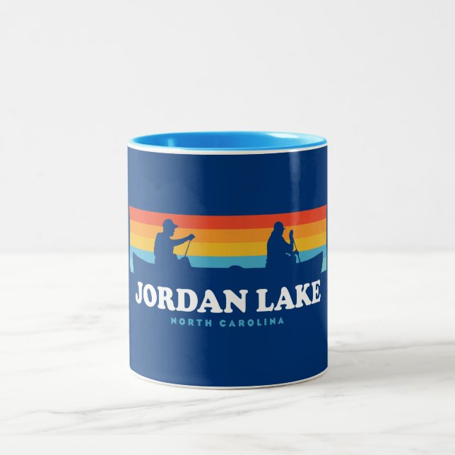 Jordan Lake North Carolina Canoe Two-Tone Coffee Mug (Center)