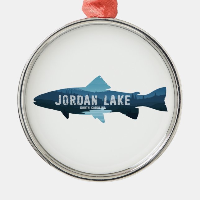 Jordan Lake North Carolina Fish Metal Tree Decoration (Front)